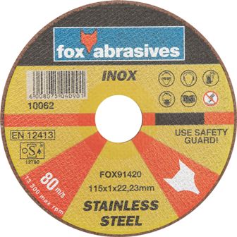 Abrasive Fox Cutoff Stainless Steel 115X1.0Mm