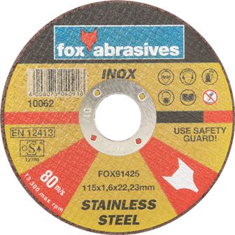 Abrasive Fox Cutoff Stainless Steel 115X1.6Mm