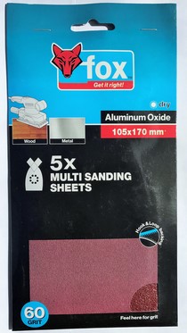 Abrasive Fox Multi Sanding Sheets P100 5Pc