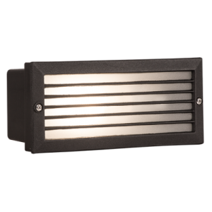 Brightstar FT004 Black Die-Cast Aluminium IP44 Footlight with Frosted Glass (1 x 60W ES CFL)
