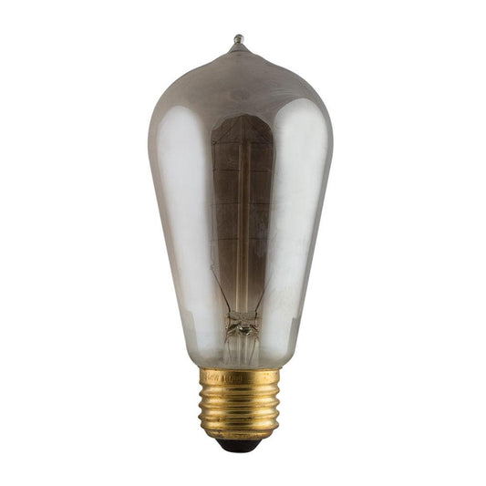 Smokey Carbon Filament Pear With Nipple Bulb E27 60W Warm White