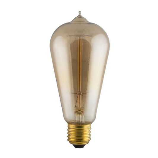 Amber Carbon Filament Pear With Nipple Bulb E27 60W Warm White