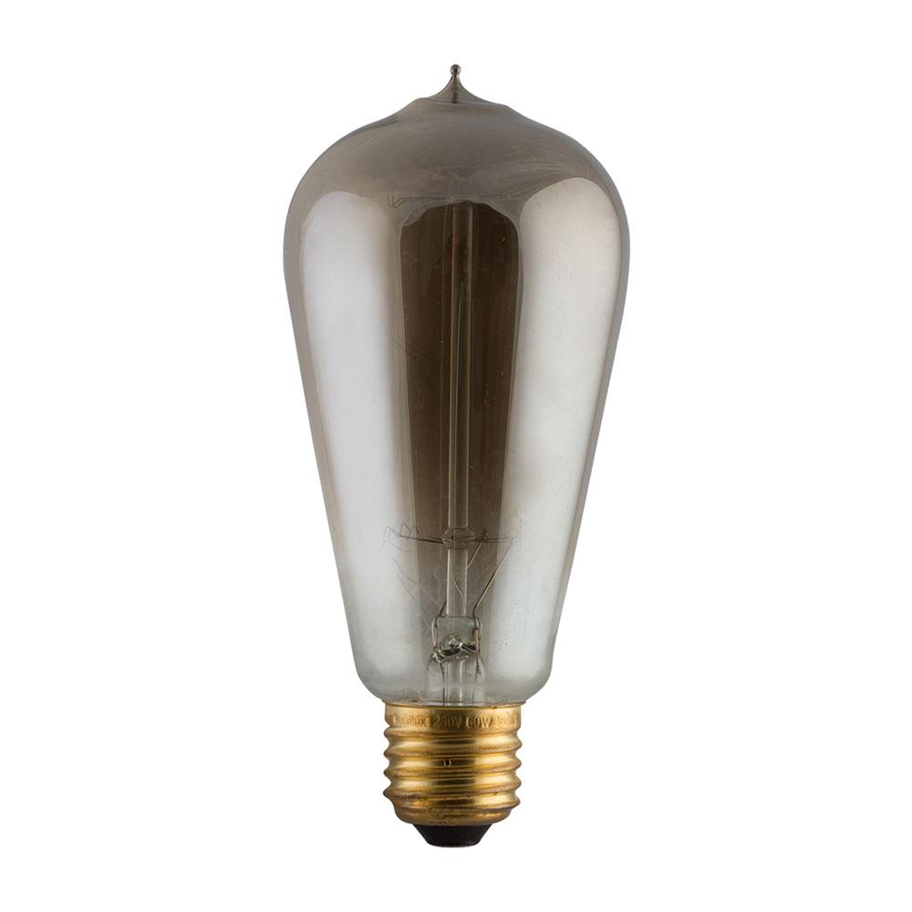 Smokey Carbon Filament Pear With Nipple Bulb E27 60W Warm White