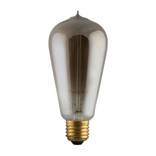 Smokey Carbon Filament Pear With Nipple Bulb E27 60W Warm White