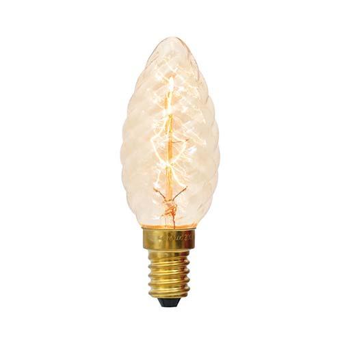 Carbon Filament Zig-Zag Spiral Candle Bulb C35 E14 40W Warm White