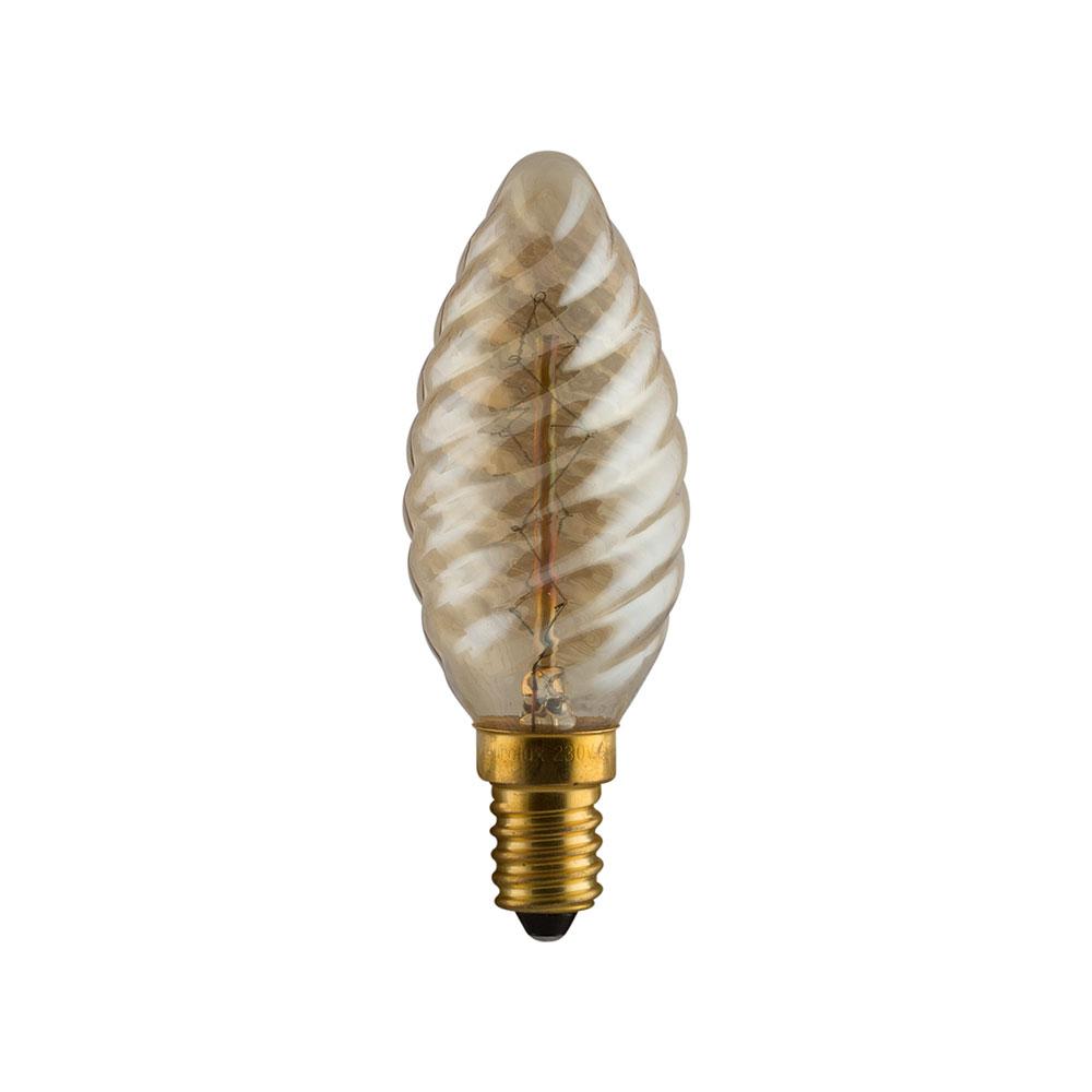 Amber Carbon Filament Spiral Candle Bulb E14 40W Warm