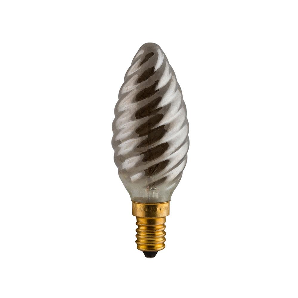 Smokey Carbon Filament Spiral Candle Bulb E14 40W Warm