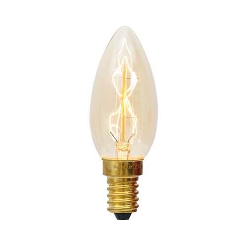 Carbon Filament Zig-Zag Candle Bulb C35 E14 40W Warm White
