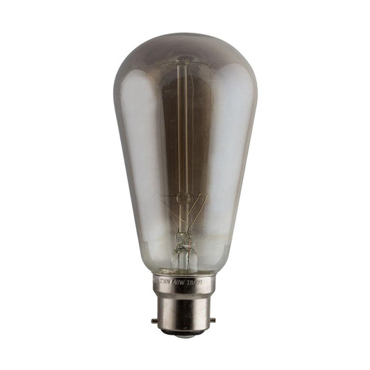 Smokey Carbon Filament Pear Bulb B22 40W Warm White