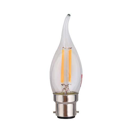 Led Clear Filament Flame Candle Bulb B22 4W 310Lm Warm White