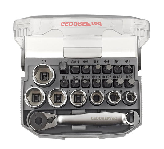 Socket Gedore Red Set 1/4" 6-13Mm+Bits23Pce