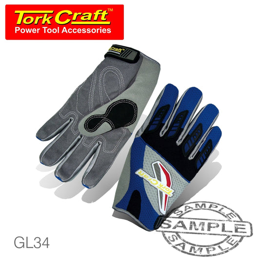 MECHANICS GLOVE XX LARGE SYNTHETIC LEATHER PALM AIR MESH BACK BLUE