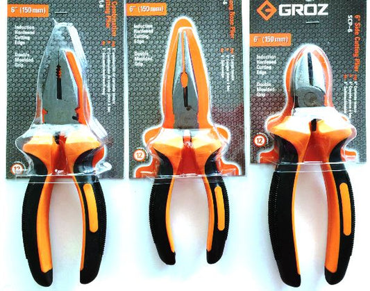 Plier Set Groz Combination Long Nose Diag Cutter