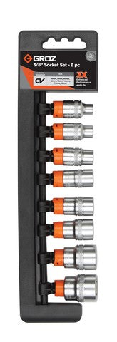 Socket Set Groz Hex 3/8"  Dr 8Pc 6Mm-19Mm