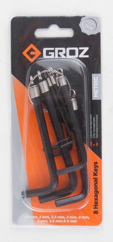 Groz Allen Key Metric 1.5Mm-6Mm 8Pc Hex