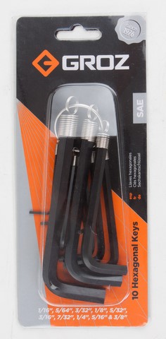 Groz Allen Key Metric 1.5Mm-10Mm 10P Hex