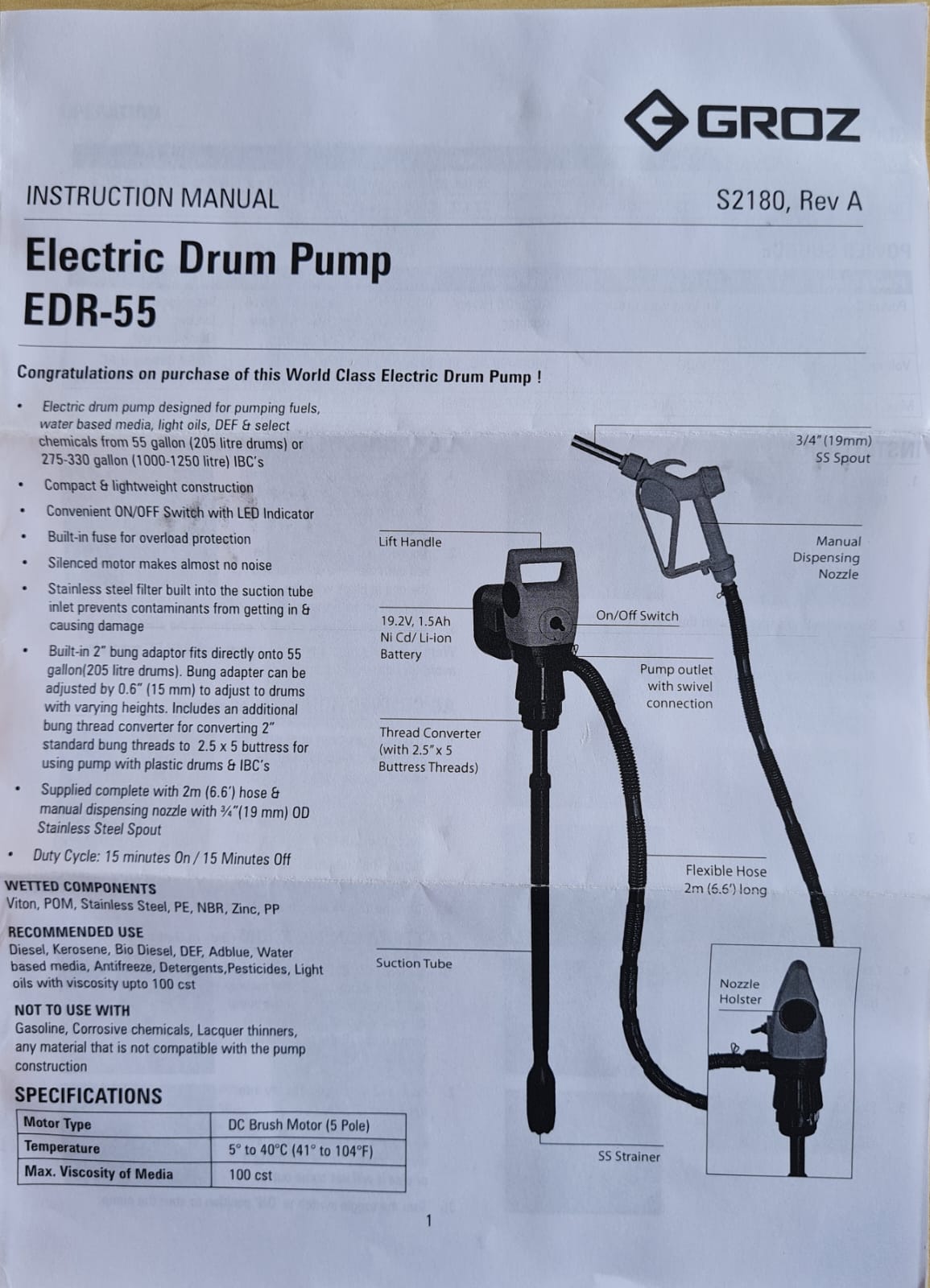 Accessory Kit Only for Electric Drum Pump EDR-55
