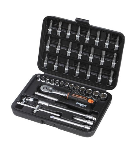 Socket Set Groz Hex 1/4" Dr 42Pc 4Mm-14Mm