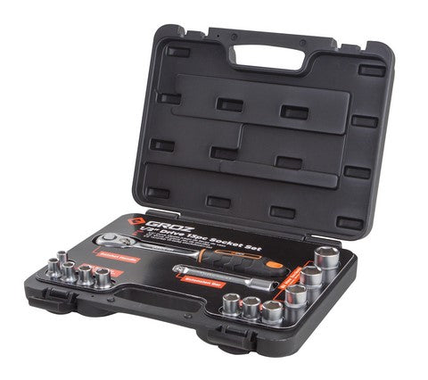 Socket Set Groz Hex 1/2" Dr 13Pc 8Mm-22Mm