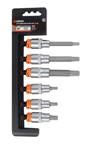 Socket Set Groz Spline 1/2"  Dr 6Pc 50Mm
