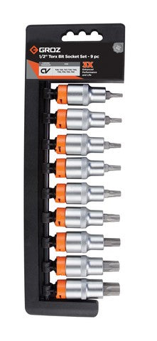 Socket Set Groz Torx 1/2" Dr 9Pc 50Mm