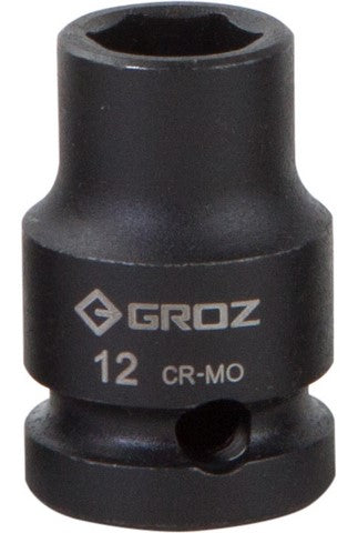 Impact Socket Hex Groz 1/2"  Dr 12Mm Crmo