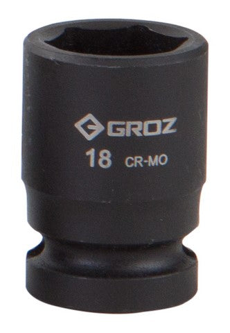 Impact Socket Hex Groz 1/2"  Dr 18Mm Crmo