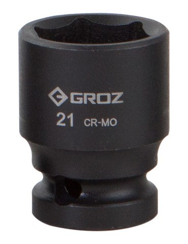 Impact Socket Hex Groz 1/2"  Dr 21Mm Crmo
