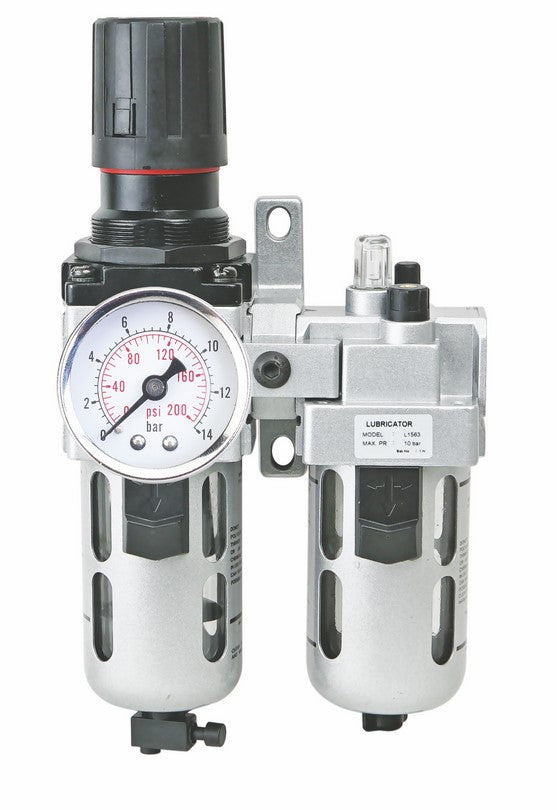 Groz Filter Regulator & Lubricator 2Pc Com W/Gamini1/4" Bsp