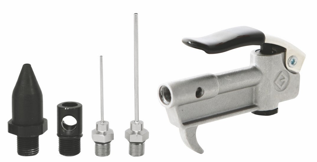 Groz Metal Body Air Blow Gun General Purpose 5Pc-1Gun4Tips