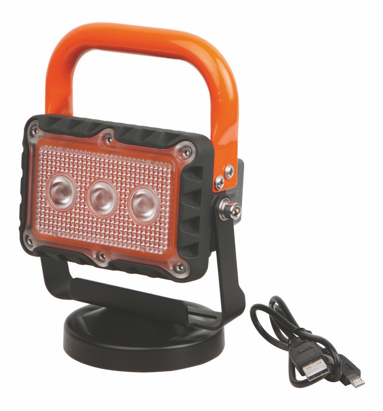 Groz Work Light Rechargable W/Li Ion 9W Mbase Usb