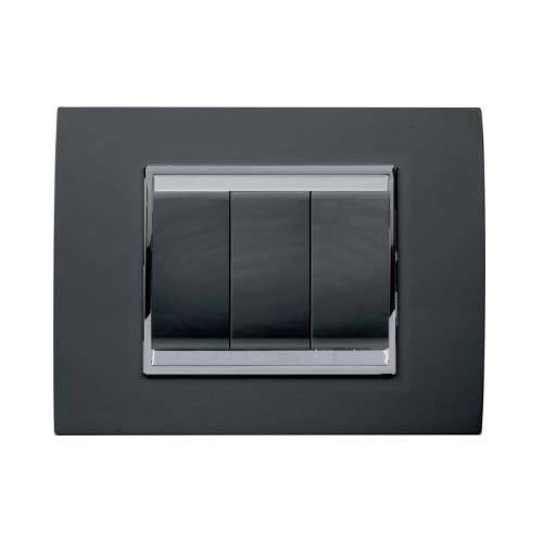 Gewiss Chorus Lux 3 Lever Light Switch - Toner Black