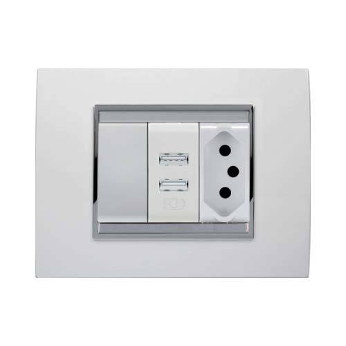 Gewiss Chorus Lux Single Switched V-Slim With 2 X Usb Socket Outlets - Milk White