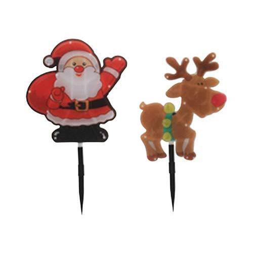 Led Santa & Reindeer Garden Spikes (4Pc)
