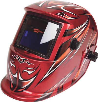 Helmet Matweld Auto Dark W/Grind Red