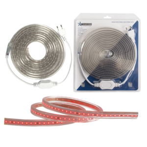 Brightstar 5M Red LED Strip Light Blister Pack, IP65 Waterproof, 220V (120 LED/Meter, 30W Total)