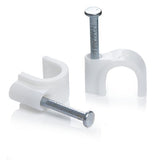 Round Cable Clips, 11mm, White, Packet of 100, for Cable Securing