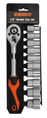 Socket Set 1/2" Dr Kendo 11Pc 10 - 24Mm