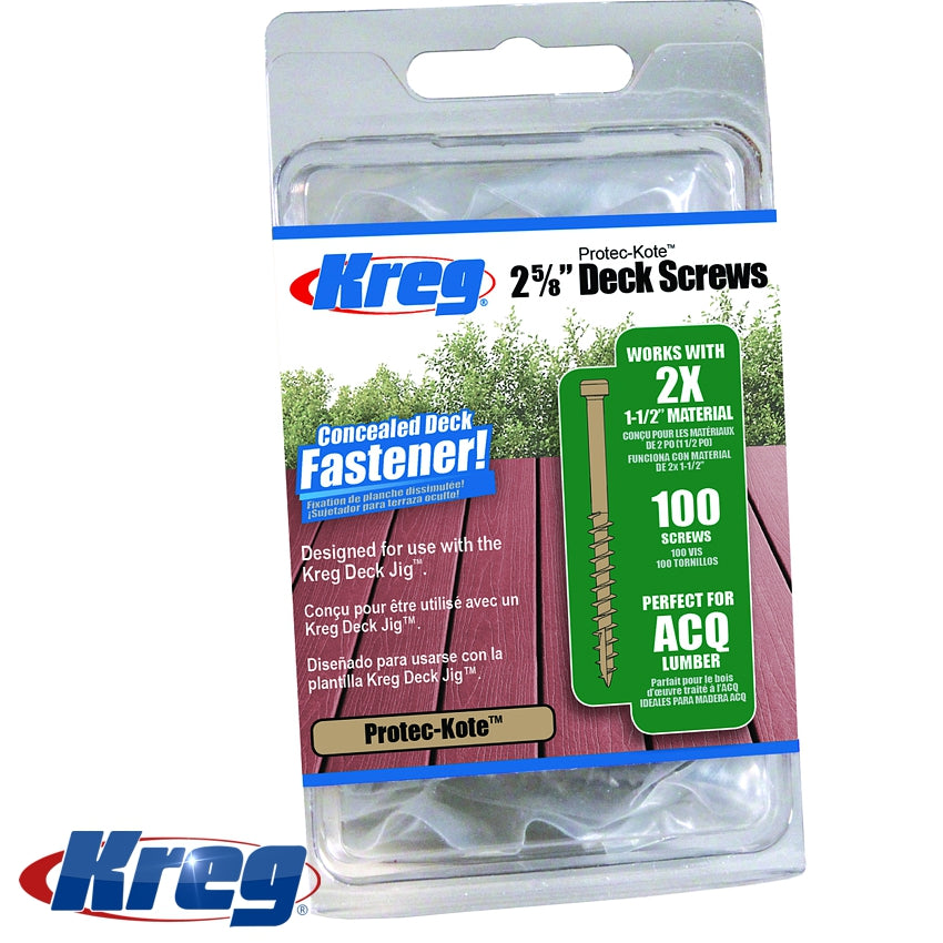 Kreg Protec-Kote Deck Screws 2 5/8' #8 Coarse Pan Head 100Ct