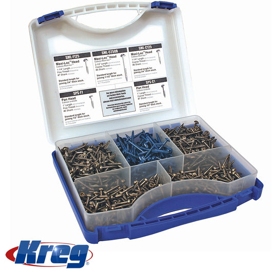 Kreg Wood Pocket Hole Screw Kit 225 Pce 25 32 & 64 Mm Lengths