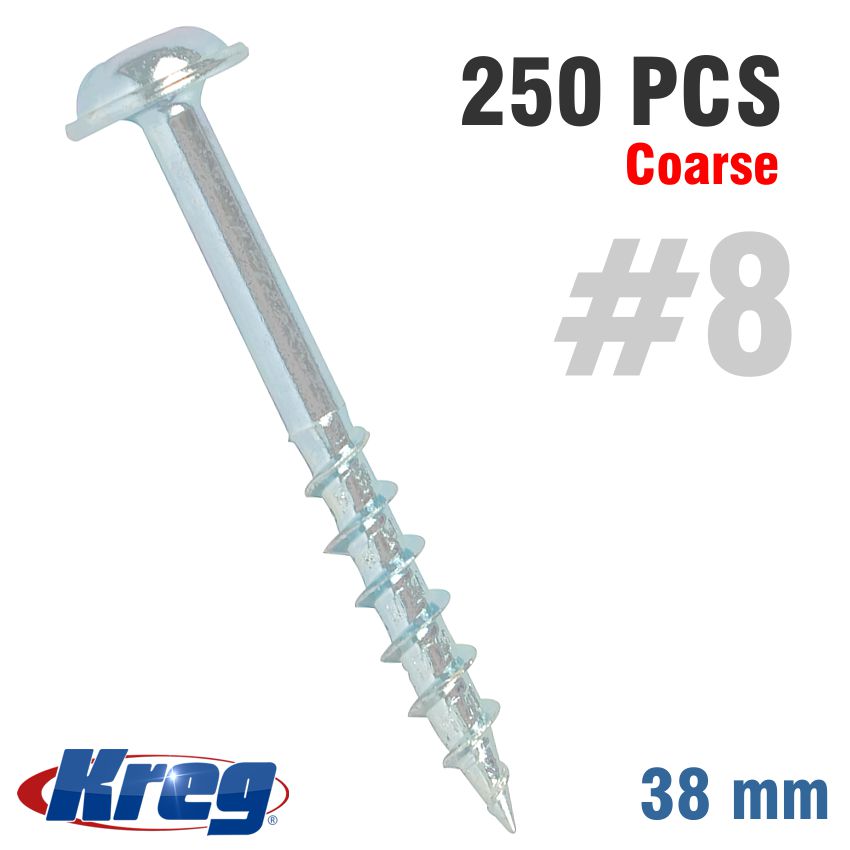 Kreg Pocket Hole Screws 1.5' #8 Coarse Washer Head X250