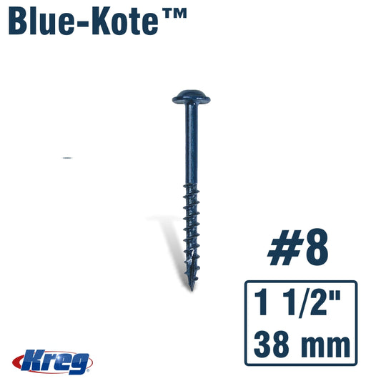 Kreg Blue-Kote Wr Pocket Screws 1 1/2'#8 Coarse Washer Head 100Ct