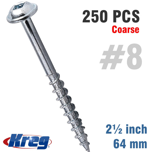 Kreg Pocket Hole Screws 2-1/2' #8 Coarse Washer Head 250Ct