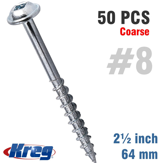 Kreg Pocket Hole Screws 2-1/2' #8 Coarse Washer Head 50Ct