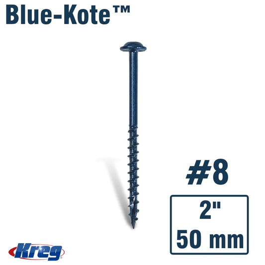 Kreg Blue-Kote Wr Pocket Screws 2'#8 Coarse Washer Head 250Ct