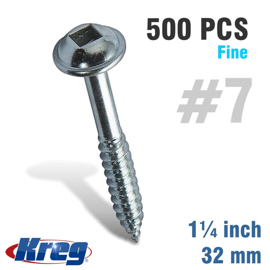 Kreg Pocket Hole Screws 1-1/4' #7 Fine Washer Head 500Ct