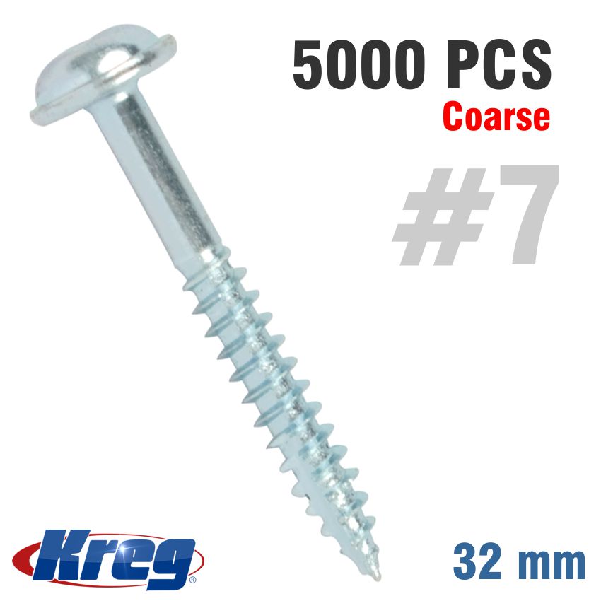 Kreg Pocket Hole Screws 1.25' #7 Fine Washer Head 5000 Ct