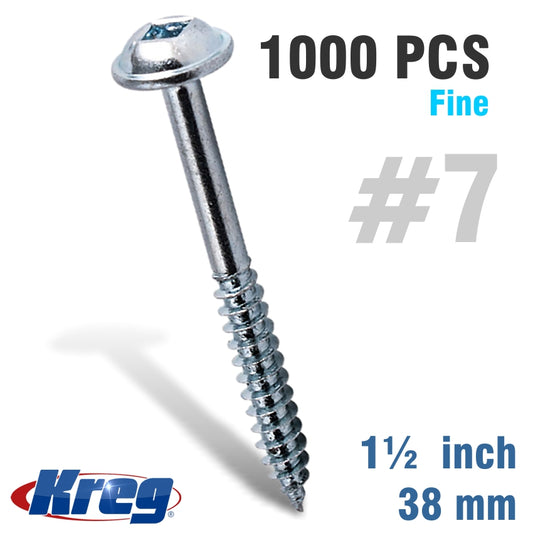 Kreg Pocket Hole Screws 1-1/2' #7 Fine Washer Head 1000Ct
