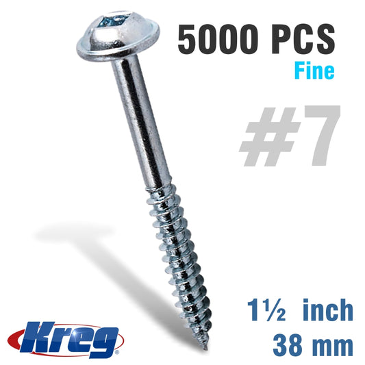 Kreg Pocket Hole Screws 1-1/2' #7 Fine Washer Head 5000Ct