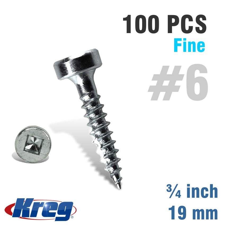 Kreg Pocket Hole Screws 75' #6 Fine Pan Head 100Ct